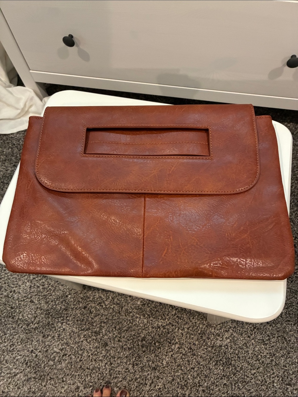 Brown Leather-Look Men’s Clutch Bag